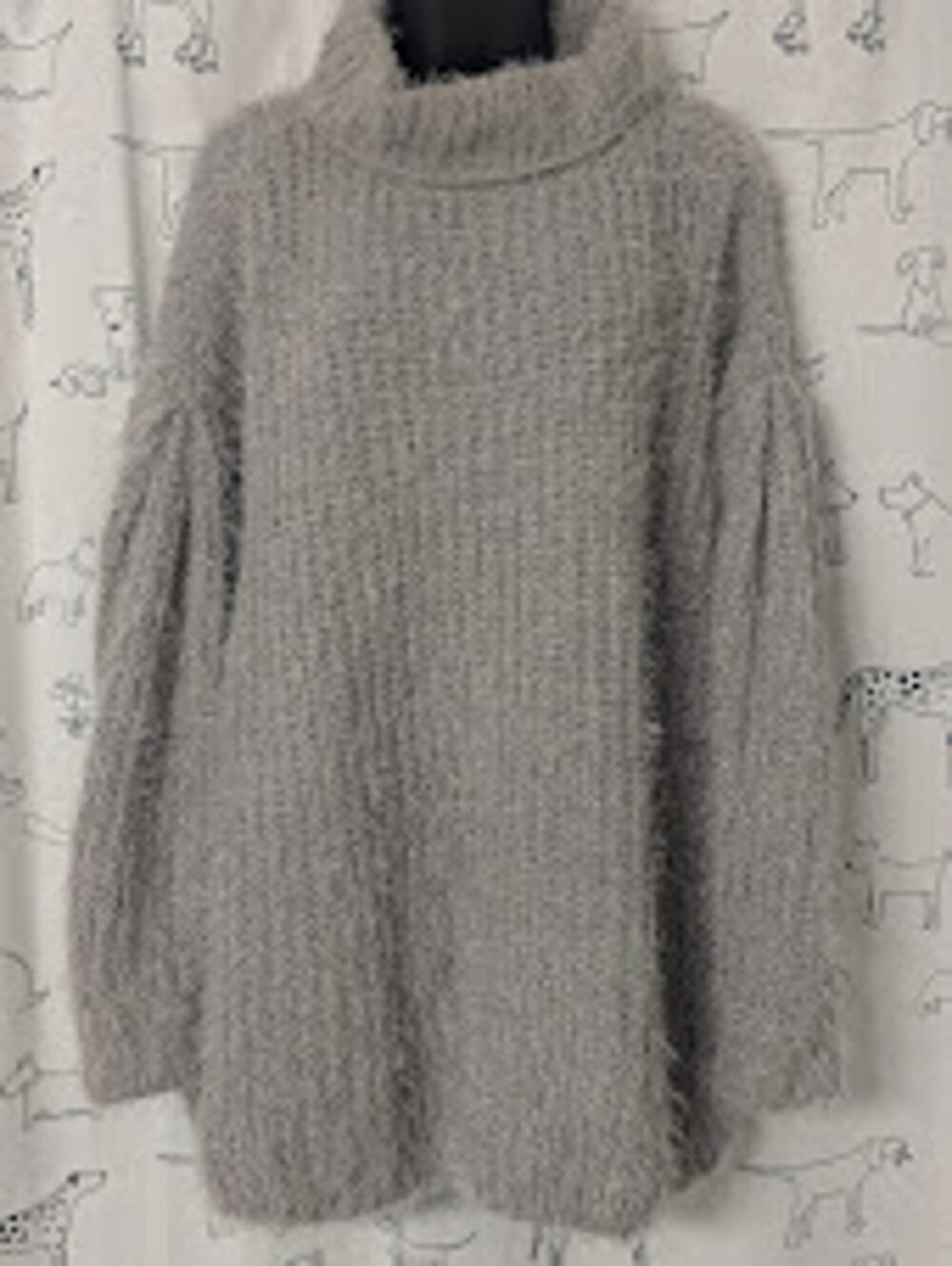 Free People Oasis Oversize Tunic Sweater Coastal Cozycore Chunky Knit Gray XS